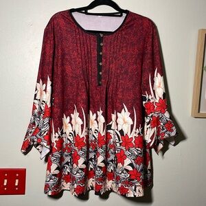 Quarter sleeve bohemian top 1X